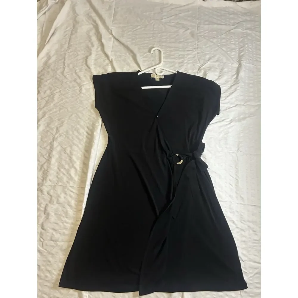 Michael Kors Front Wrap Black Dress Women's Size XL - Picture 5 of 9